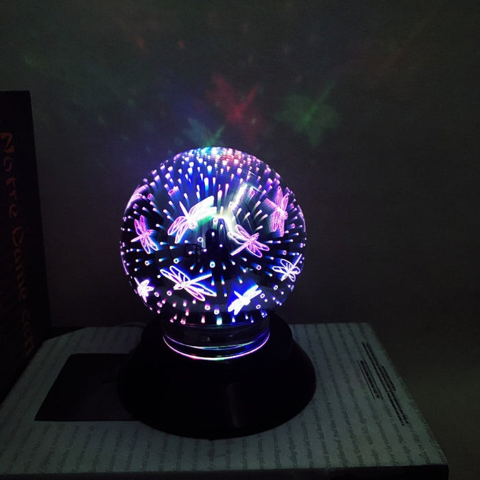 Auto-Rotating Magic Glass Ball LED Night Light | Exquisite Design, High-Quality 3D Glass