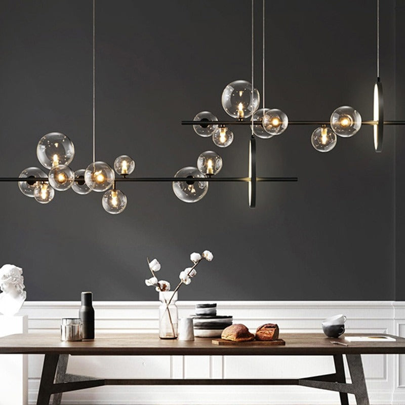 Black Transparent Glass Ball Pendant Light