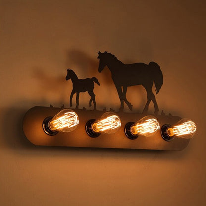 Loft Black Horse Iron Wall Lamp