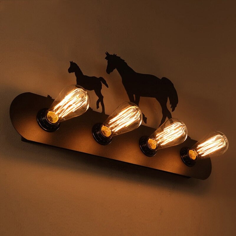 Loft Black Horse Iron Wall Lamp