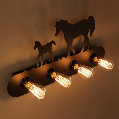 Loft Black Horse Iron Wall Lamp