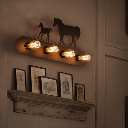 Loft Black Horse Iron Wall Lamp