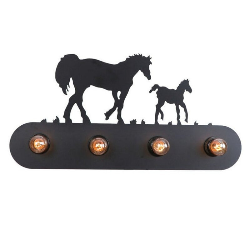 Loft Black Horse Iron Wall Lamp