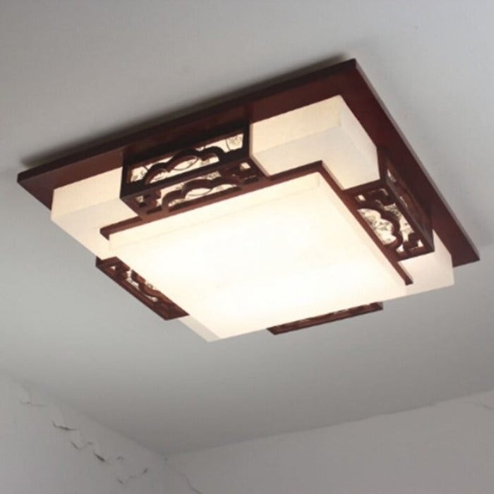 Chinese Style Modern Solid Wood Square Ceiling Light