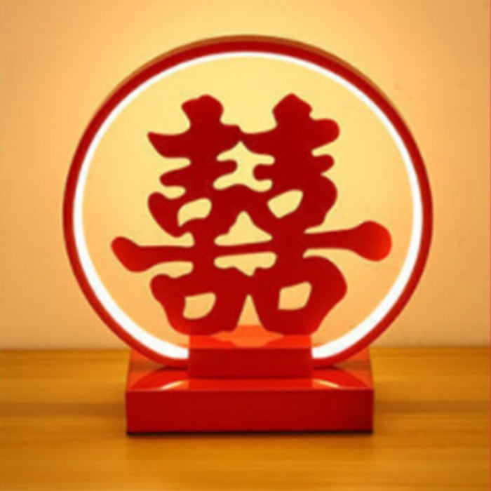 Chinese Wedding Red Iron Table Lamp