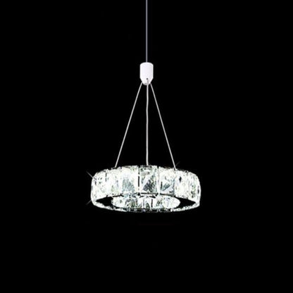 Modern Stainless Steel Circular Crystal Pendant Light