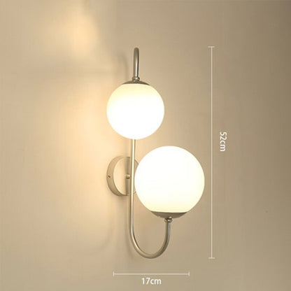 Double Glass Ball LED Bedroom Iron Wall Lamp