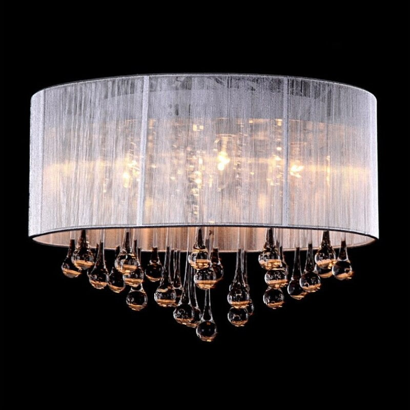 Modern European Fabric Shade Crystal Ceiling Lamp