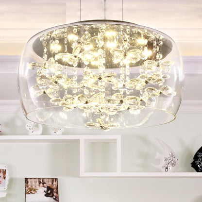 Furnishings Brief Modern K9 Crystal Flower Pendant Light Fixture