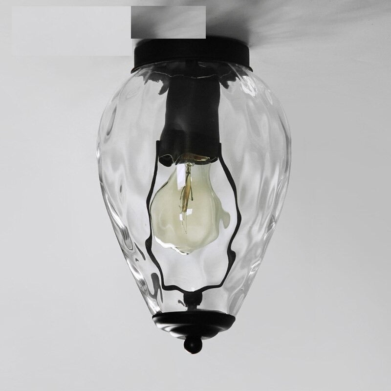 Transparent Unique Texture Glass E27 Bulb Ceiling Lamp