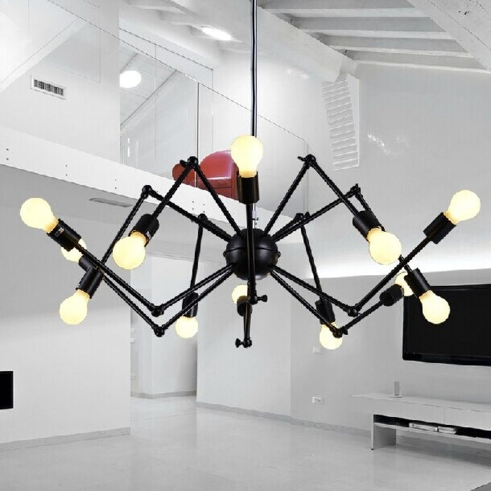 Iron Black Painted Spider Pendant Lamp