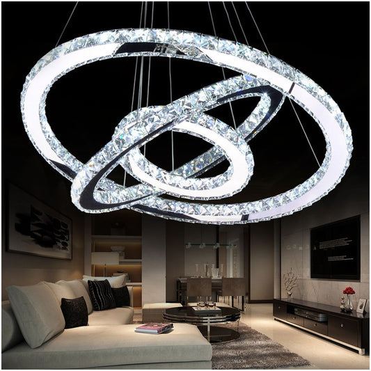 Modern Diamond Ring LED Crystal Pendant Light