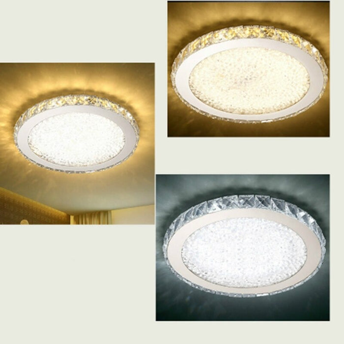 Dimming Round Stainless Steel Crystal Ceiling Lamp
