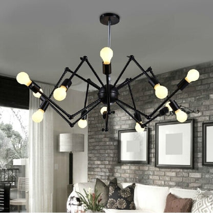 Iron Black Painted Spider Pendant Lamp