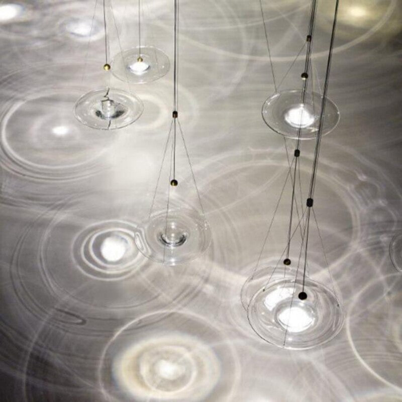 Postmodern Minimalist Water Ripple Transparent Glass Pendant Lamp