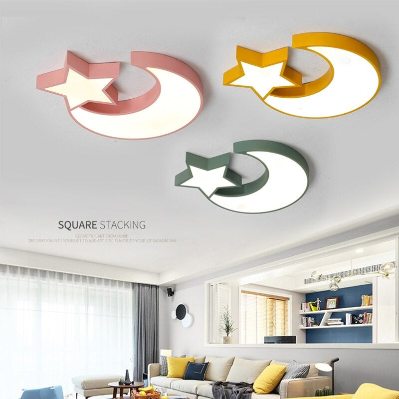 Colorful Stars And Moon Geometric Cartoon Children Ceiling Lights