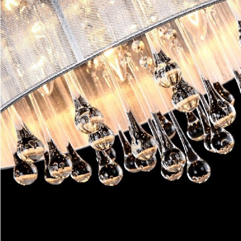 Modern European Fabric Shade Crystal Ceiling Lamp