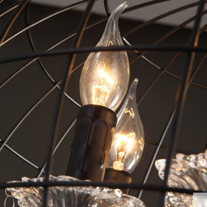 American Retro Iron Cage Hanging Chain Ball Pendant Lamp