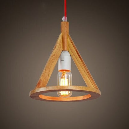 Modern Brief Creative Wood Cone Pendant Light Fixture