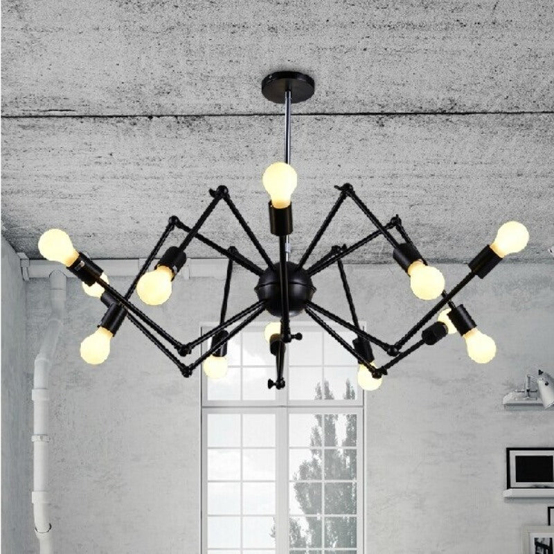 Iron Black Painted Spider Pendant Lamp