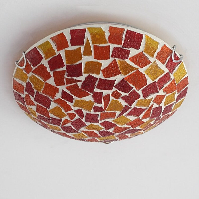 Tiffany Rustic Mosaic Colorful Glass LED Ceiling Lighting Fixture