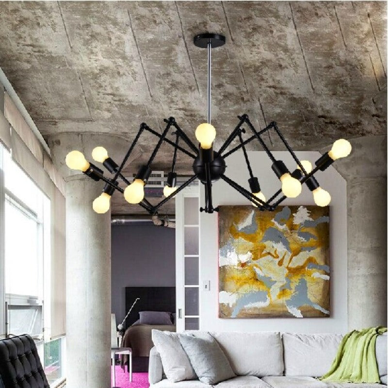 Iron Black Painted Spider Pendant Lamp