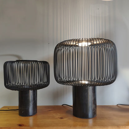 Modern Black Iron Paint Cage Table Lamp