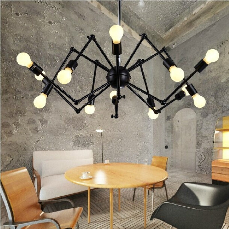 Iron Black Painted Spider Pendant Lamp