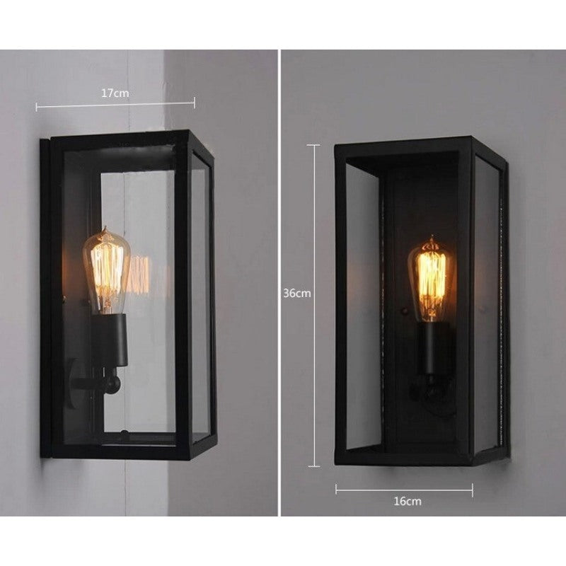 Outdoor Metal Frame Glass Wall Lamp