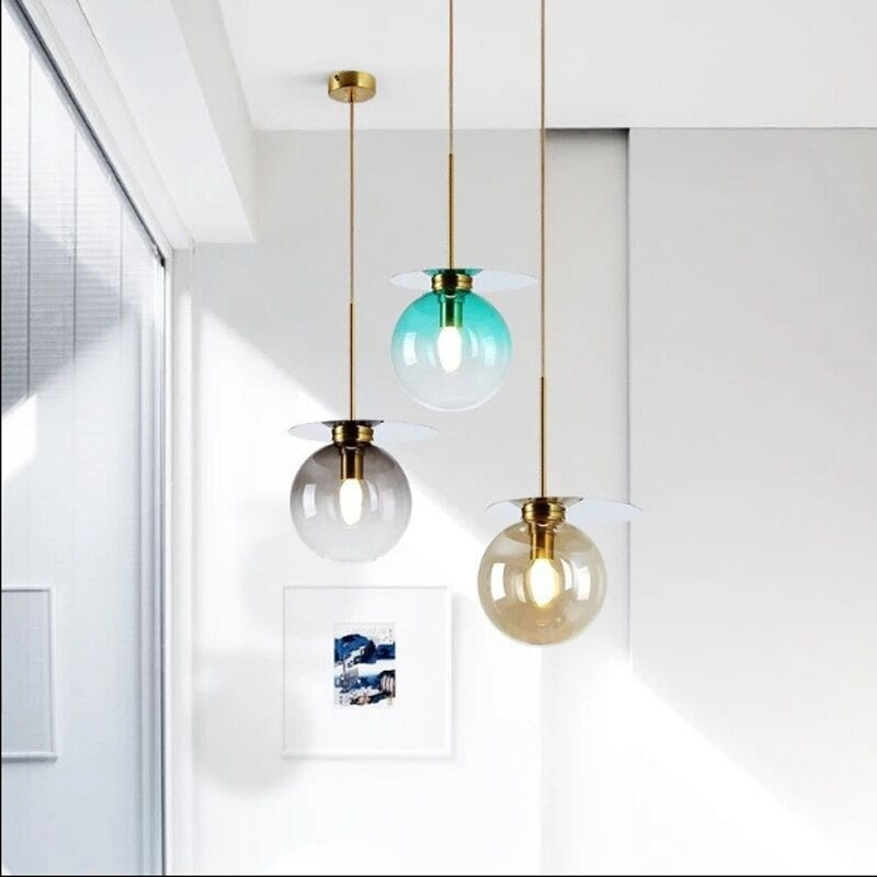 Modern Creative Gradient Color Glass Ball Pendant Lamp