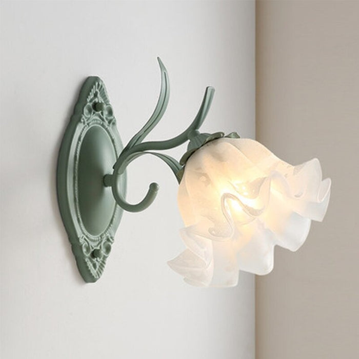 Glass Flower Romantic Rural Style E27 Wall Lamp