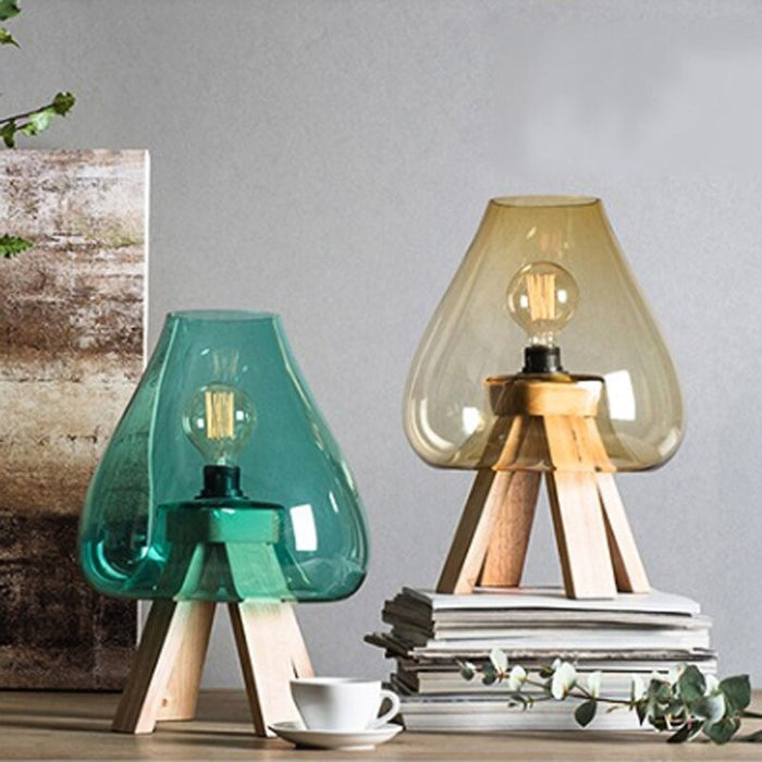 Creative Nordic Blue Glass Lampshade Design Table Lamp