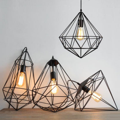 Nordic Polygon Diamond Hollow Lights E27 Pendant Lamp