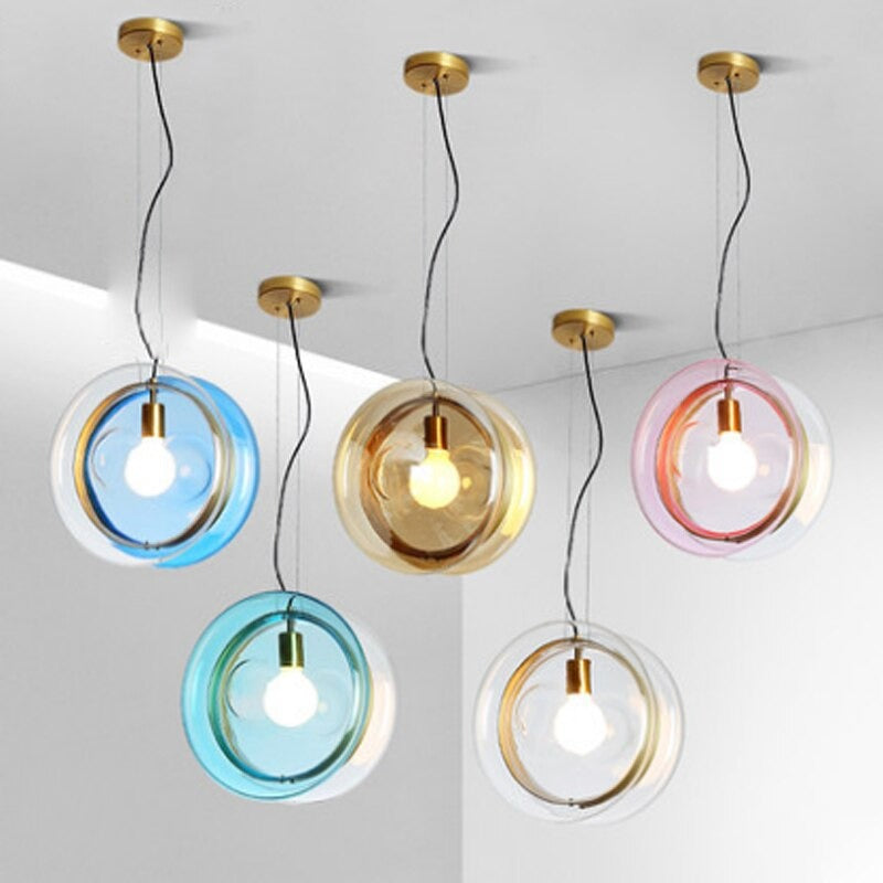 Modern Glass Single Round LED Pendant Lamp