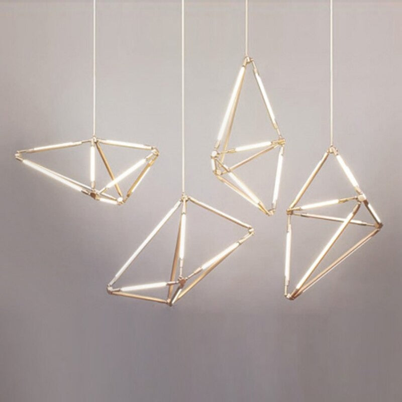 Postmodern Minimalist Golden Painted Metal Adjustable Chandelier