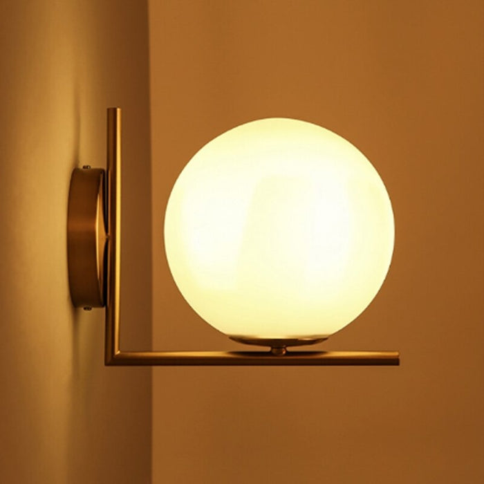 White Frosted Glass Ball Design Decoration Wall Lamp