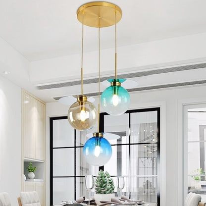 Modern Creative Gradient Color Glass Ball Pendant Lamp