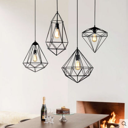 Nordic Polygon Diamond Hollow Lights E27 Pendant Lamp