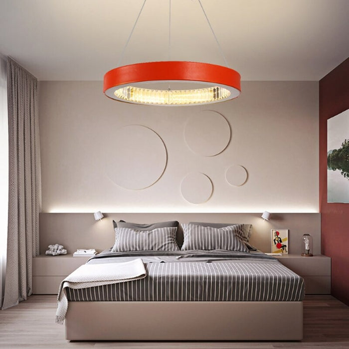 Modern Minimalist Cowhide Decorative Ring Hanging Wire Lamp
