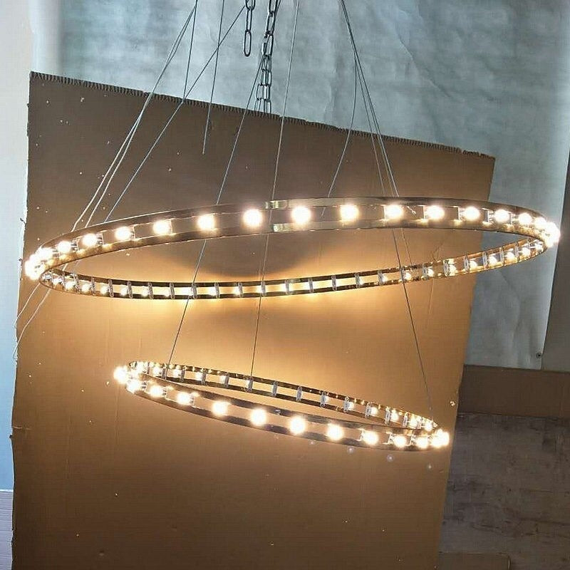 Modern Simple Stainless Steel Ring Chandelier