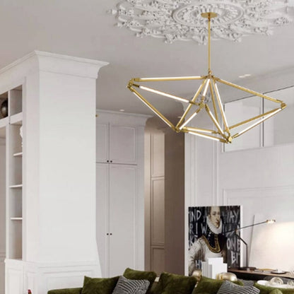 Postmodern Minimalist Golden Painted Metal Adjustable Chandelier