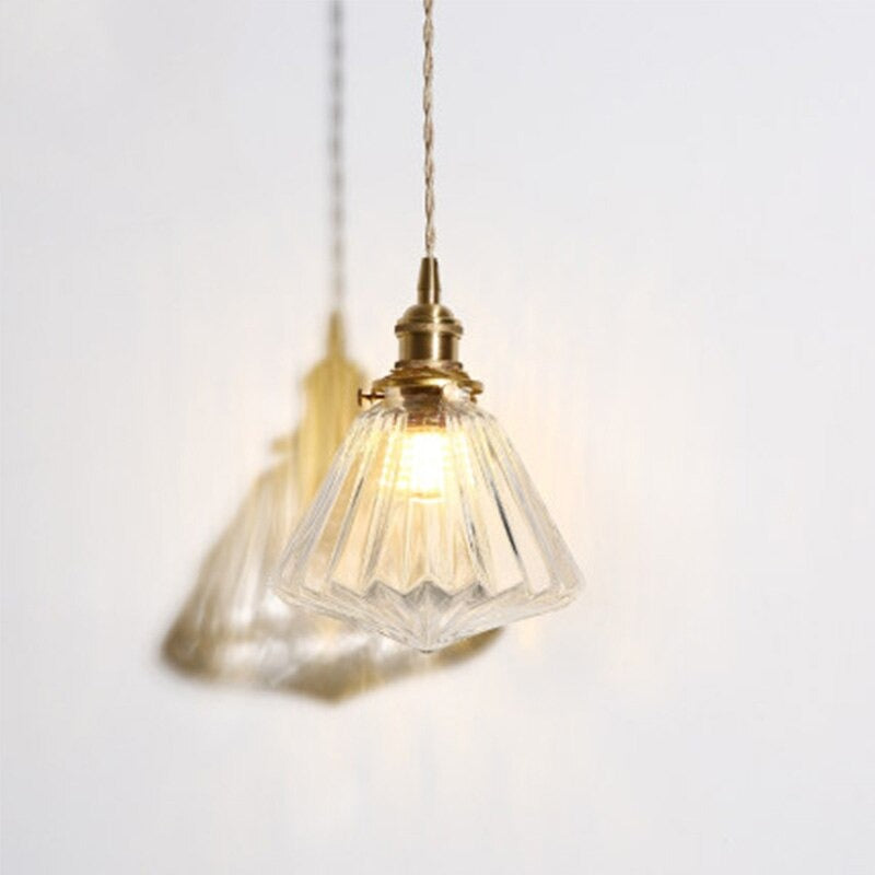 Brass Creative Minimalist E27 Transparent Lampshade Pendant Lamp