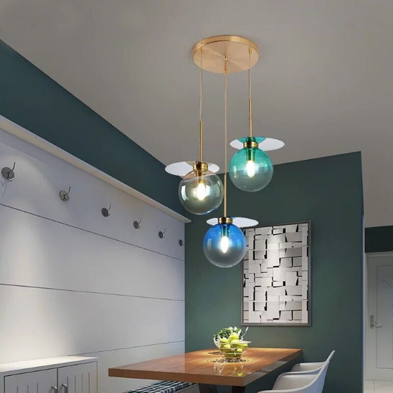 Modern Creative Gradient Color Glass Ball Pendant Lamp