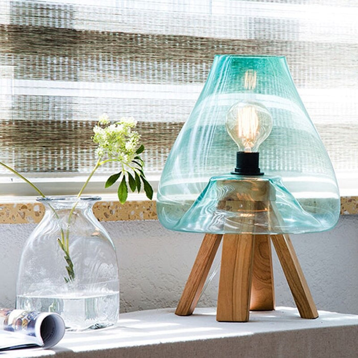 Creative Nordic Blue Glass Lampshade Design Table Lamp