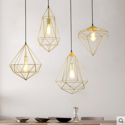 Nordic Polygon Diamond Hollow Lights E27 Pendant Lamp