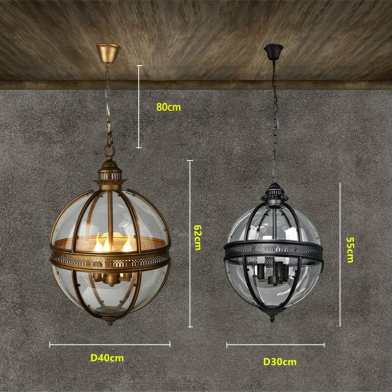 Retro Waterproof Garden Iron Glass Ball LED Outdoor Lamp