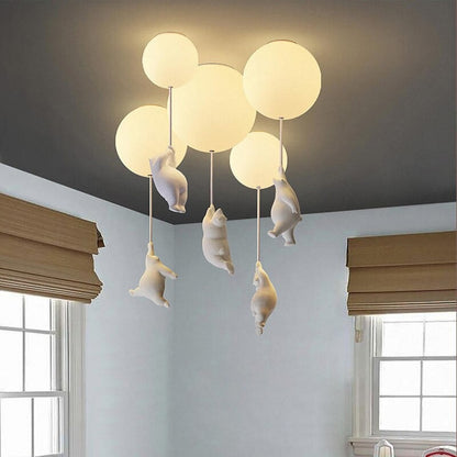 Flying Bear Modern Children's Room Cartoon Ceiling Lamp