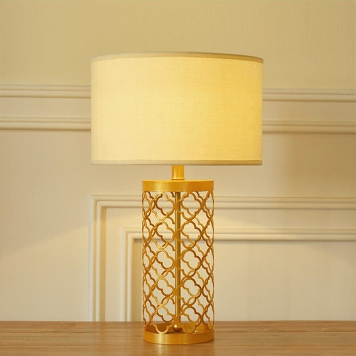Luxury Golden Wrought Iron Hollow Pattern Table Lamp