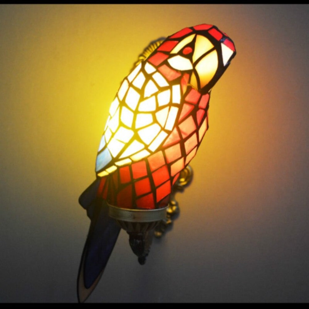 Parrot Retro Vintage Colorful Glass E14 Wall Lamp