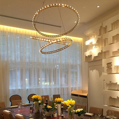 Modern Simple Stainless Steel Ring Chandelier